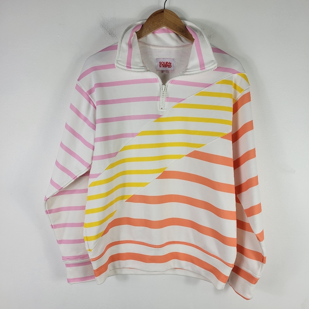 New Solid & Striped The Pullover Rainbow Quarter … - image 4